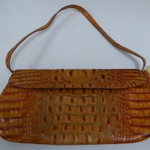 BRAHMIN CROCODILE LEATHER BAG convertible handle CLUTCH purse